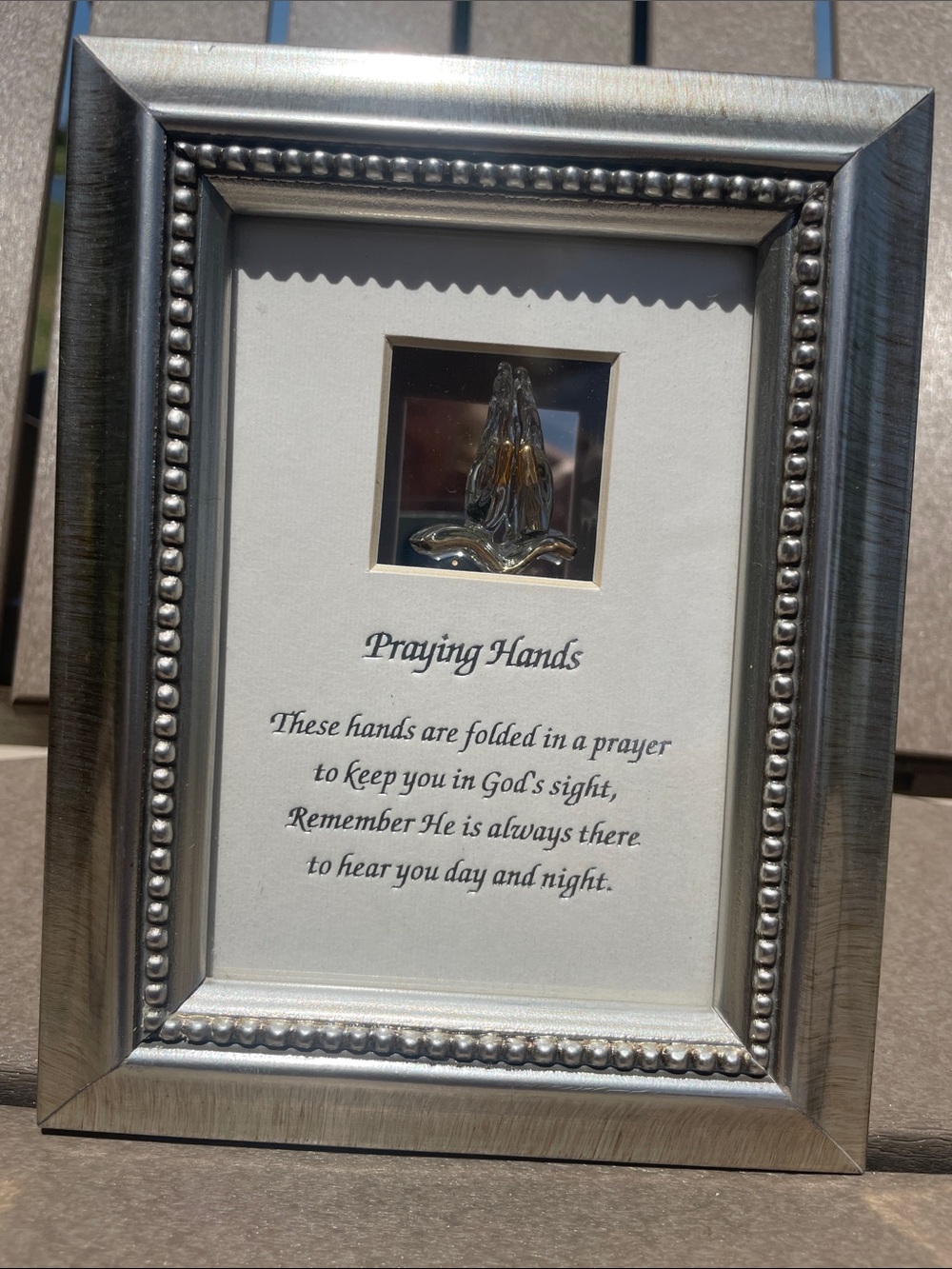 Praying Hands Crystal Gold Leaf Framed Faith Keepsake Silver Wooden Frame